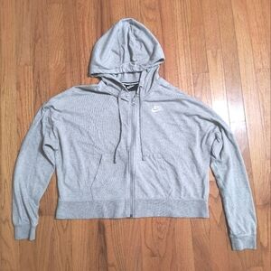 Nike Cropped Hoodie Sweatshirt, Women's Medium, Light Gray